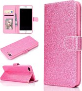 Voor iPhone 8 Plus Glitterpoeder Horizontale Flip Leren Case met Kaartsleuven & Houder & Fotolijst & Portemonnee (Roze)