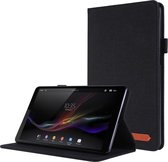 Voor lenovo tab m8 horizontale flip tpu + stof pu lederen beschermhoes met naamkaart clip (zwart)