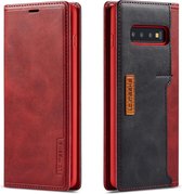 Voor Galaxy S10 LC.IMEEKE LC-001-serie PU + TPU kleuraanpassing frosted horizontale flip lederen tas met houder en kaartsleuf (rood)