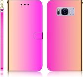 Voor Galaxy S8 + geÃ¯miteerd spiegelend oppervlak Horizontale flip lederen tas met houder & kaartsleuven & portemonnee en lanyard (kleurverloop)