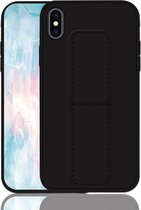 Voor iPhone XS Max schokbestendige pc + TPU beschermhoes met polsband en houder (zwart)