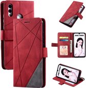 Voor Huawei Honor 10 Lite Skin Feel Splicing Horizontale flip lederen hoes met houder & kaartsleuven & portemonnee & fotolijst (rood)