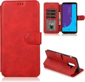 Voor Samsung Galaxy J8 (2018) Kalfsstructuur Magnetische Gesp Horizontale Flip Leren Case met Houder & Kaartsleuven & Portemonnee & Fotolijst (Rood)