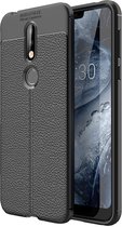 Nokia 7.1 Hoesje - Mobigear - Luxury Serie - TPU Backcover - Zwart - Hoesje Geschikt Voor Nokia 7.1