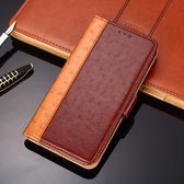 Struisvogeltextuur PU + TPU horizontaal lederen flip-hoesje met houder & kaartsleuven en portemonnee voor iPhone 12 Mini (bruin)