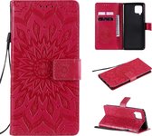 Voor Samsung Galaxy A42 5G Sun Embossing Pattern Horizontale Flip Leather Case met Card Slot & Holder & Wallet & Lanyard (Red)