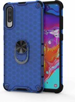 Voor Samsung Galaxy A30 schokbestendige honingraat pc + TPU ringhouder beschermhoes (blauw)