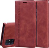 Voor Samsung Galaxy M51 Frosted Business Magnetische Horizontale Flip PU Leather Case met houder & kaartsleuf & lanyard (bruin)