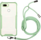 Voor OPPO A12 / A5s / A7 / A11k acryl + kleur TPU schokbestendig hoesje met nekkoord (avocado)