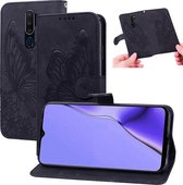 Voor OPPO A9 (2020) Retro Skin Feel Butterflies Embossing Horizontale Flip lederen tas met houder & kaartsleuven & portemonnee (zwart)