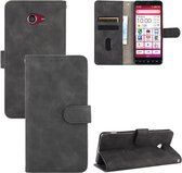 Voor Kyocera Basio 4 KYV47 Effen Kleur Huidgevoel Magnetische Gesp Horizontale Flip Kalf Textuur PU Lederen Case met Houder & Kaartsleuven & Portemonnee (Zwart)