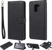 Voor Xiaomi Redmi 10X 5G / 10X Pro 5G 2 in 1 Afneembare PU lederen tas in effen kleur met kaartsleuven en magnetische houder & fotolijst en portemonnee & riem (zwart)