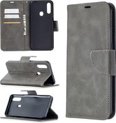 Voor Oppo A31 (2020) / A81 Retro Lambskin Texture Pure Color Horizontale Flip PU lederen tas met houder & kaartsleuven & portemonnee & lanyard (grijs)