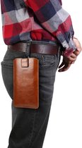 Ultradunne eenvoudige trekkoord horizontale plaat hangende taille telefoon heuptas lederen tas, geschikt voor 6,7-6,9 inch smartphones (koffie)