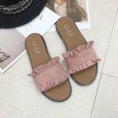 Lotus Leaf Edge Beach Flat Bottom Sandals Slippers, maat: 35 (roze)