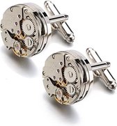 1 paar beweging Steampunk Gear horlogemechanisme manchetknopen (zilver)-Zilver