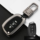 Auto Lichtgevende All-inclusive Zinklegering Sleutel Beschermhoes Sleutel Shell voor Hyundai C Stijl Vouwen 3-knop (Gun Metal)
