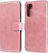 Voor Samsung Galaxy S20 FE klassieke kalfsstructuur PU + TPU horizontale flip lederen tas, met houder & kaartsleuven en portemonnee (rose goud)
