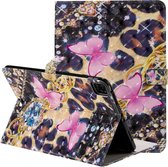 3D Geschilderd Patroon Horizontale Leren Flip Case met Houder & Kaartsleuven & Portemonnee & Slaap- / Wekfunctie Voor iPad Air 2020 10.9 / iPad Pro 11 2020/2018 (Pink Butterfly)