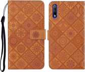 Voor Huawei Honor 9X / 9X Pro Etnische Stijl Reliëfpatroon Horizontale Flip Leren Case met Houder & Kaartsleuven & Portemonnee & Lanyard (Bruin)