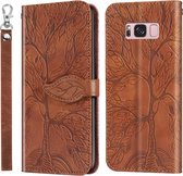 Voor Samsung Galaxy S8 + Life of Tree Embossing Pattern Horizontale Flip lederen tas met houder & kaartsleuf & portemonnee & fotolijst & lanyard (bruin)