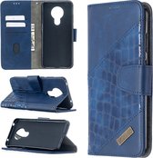 Voor Nokia 5.3 Bijpassende kleur Krokodiltextuur Horizontale flip PU lederen tas met portemonnee & houder & kaartsleuven (blauw)