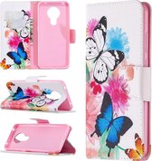 Voor Nokia 5.3 Gekleurde tekening patroon Horizontale flip lederen tas met houder & kaartsleuven & portemonnee (vlinder)