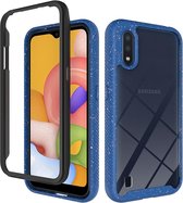 Voor Samsung Galaxy A01 schokbestendige sterrenhemel PC + TPU beschermhoes (blauw)