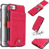 Voor iPhone SE 2020 & 8 & 7 stoffen textuur + TPU schokbestendige beschermhoes met verticale flip-kaartsleuven (rose rood)