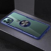 Voor iPhone 11 Pro schokbestendig transparant TPU + acryl beschermhoes met ringhouder (blauw)