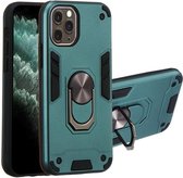 Voor iPhone 11 Pro 2 in 1 Armor Series PC + TPU beschermhoes met ringhouder (donkergroen)