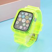 Transparante TPU geïntegreerde vervangende horlogeband voor Apple Watch Series 6 & SE & 5 & 4 44 mm / 3 & 2 & 1 42 mm (fluorescerend groen)