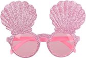 Boland - Verkleedaccessoires > Brillen - Bril Zeemeermin Schelp Dames Roze Glitter