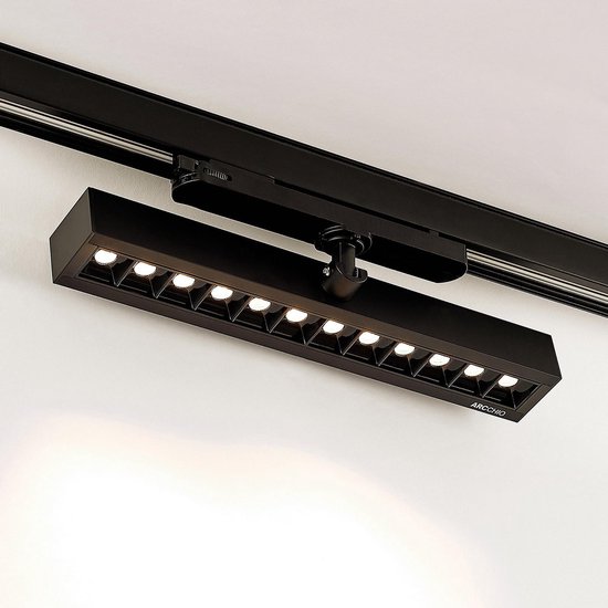Arcchio - railverlichting - 1licht - kunststof, aluminium - H: 12.8 cm - zwart (RAL 9011) - Inclusief lichtbron