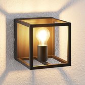 Lindby - wandlamp - 1licht - staal - H: 18 cm - E27 - donkergrijs