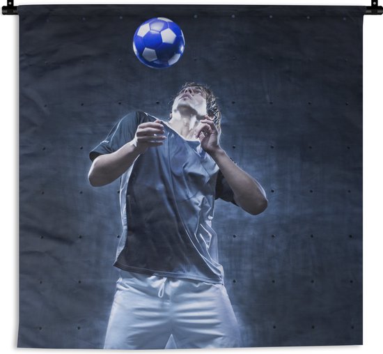 Wandkleed Voetbal - Hooghoudende voetballer Wandkleed katoen 60x60 cm - Wandtapijt met foto
