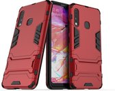 Voor Galaxy A70e schokbestendige pc + TPU met houder (rood)