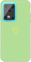Voor Galaxy S20 Ultra Golden Love Heart Pattern Frosted TPU-beschermhoes (groen)