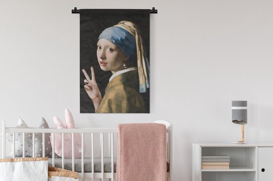Tapisserie - Boucle d'oreille fille avec une perle - Johannes Vermeer - Paix - 60x90 cm - Tapisserie