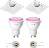 PHILIPS HUE - LED Spot Set GU10 - White and Color Ambiance - Bluetooth - Prima Zano Pro - Inbouw Vierkant - Mat Wit - Kantelbaar - 93mm