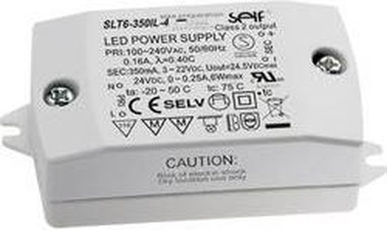 Driver LED 3 - 22 V/ DC 7,7 W 350 mA Courant Constant Self Electronics SLT6-350IL-4