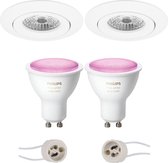 PHILIPS HUE - LED Spot Set GU10 - White and Color Ambiance - Bluetooth - Prima Uranio Pro - Inbouw Rond - Mat Wit - Kantelbaar - Ø82mm
