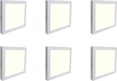 LED Downlight 6 Pack - Opbouw Vierkant 12W - Natuurlijk Wit 4200K - Mat Wit Aluminium - 170mm