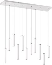 LED Hanglamp - Iona Tular - 22W - Warm Wit 3000K - Rechthoek - Mat Wit - Aluminium