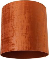QAZQA transparant-cilinder-velours - Klassieke Lampenkap - Ø 40 cm - Oranje -