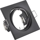 Spot Armatuur GU10 - Nitron - Inbouw Vierkant - Mat Zwart Aluminium - Kantelbaar 80mm
