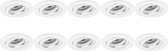 Spot Armatuur 10 Pack - Luxino Aerony Pro - GU10 Fitting - Inbouw Rond - Mat Wit - Aluminium - Kantelbaar - Ø82mm