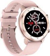 Belesy® LOVE - Smartwatch Dames rose goud - Smartwatch Heren - Horloge - Stappenteller - Full Circle – Diverse Wijzerplaten - Bloeddruk - Mutli sport - Goud - Siliconen - Roze - Moederdag