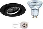 OSRAM - LED Spot Set - Parathom PAR16 927 36D - Luxino Aerony Pro - GU10 Fitting - Dimbaar - Inbouw Rond - Mat Zwart - 3.7W - Warm Wit 2700K - Kantelbaar - Ø82mm