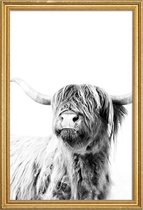 JUNIQE - Poster met houten lijst Highland Cattle Frida 2 -40x60 /Grijs